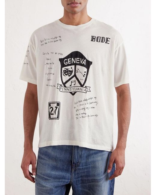 Bode Natural Camp Crest Printed Cotton-jersey T-shirt for men