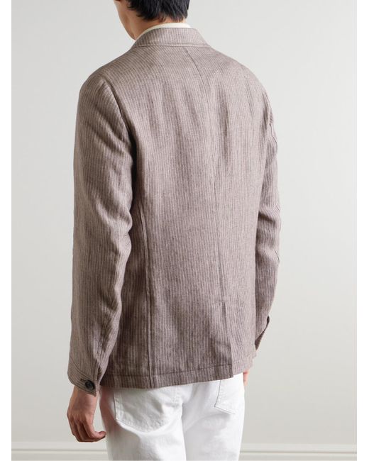 Oliver Spencer Brown Laurel Unstructured Striped Linen Suit Jacket for men