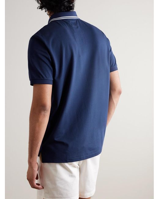Polo Ralph Lauren Blue Wimbledon Logo-embroidered Cotton-blend Piqué Polo Shirt for men