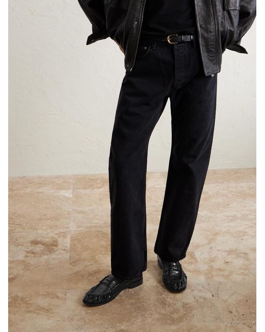 Saint Laurent Black Le Loafer Monogram Logo-Appliquéd Eel Penny Loafers for men