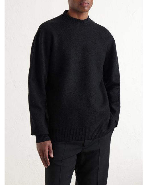 Jil Sander Blue Boiled Wool Sweater for men