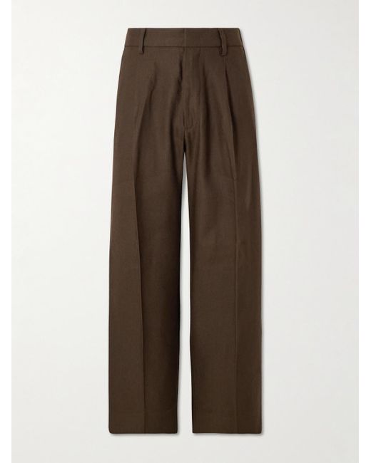 NN07 Brown Kay 1808 Straight-Leg Lenzing Ecovero And Linen-Blend Trousers for men