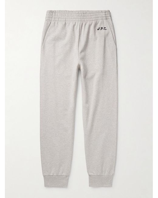 A.P.C. White Asics Jogging Hill Tapered Logo-print Organic Cotton-jersey Sweatpants for men