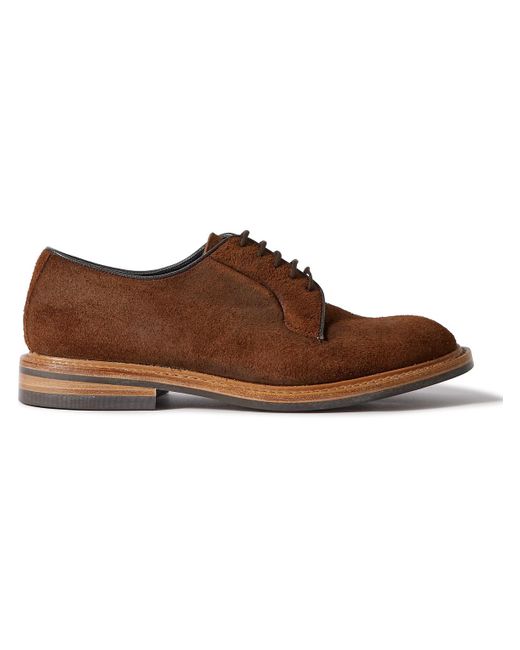 Tricker's Brown Robert Suede Derby Shoes for men