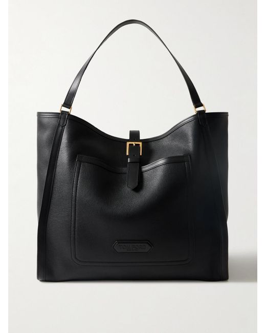 Tom Ford Black Full-Grain Leather Tote Bag for men