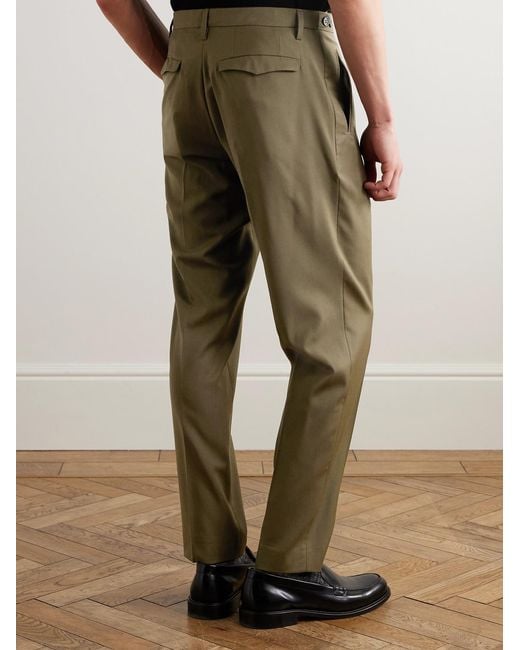 Barena Green Masco Slim-Fit Straight-Leg Pleated Virgin Wool Trousers for men