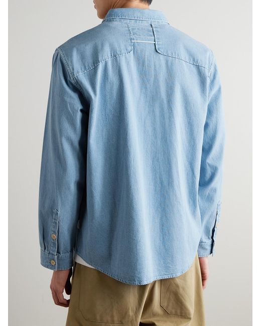 Folk Blue Loop Cord-Trimmed Denim Shirt for men