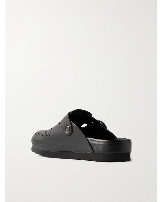 Needles Black Perforated Leather Clogs for men