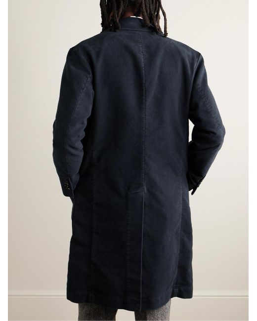 Drake's Schmal geschnittener Mantel aus Baumwoll-Moleskin in Blue für Herren