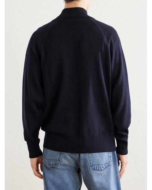 Barena Blue Merino Wool Half-zip Sweater for men