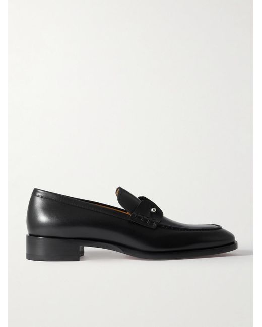 Christian Louboutin Black Chambelimoc Leather Loafers for men