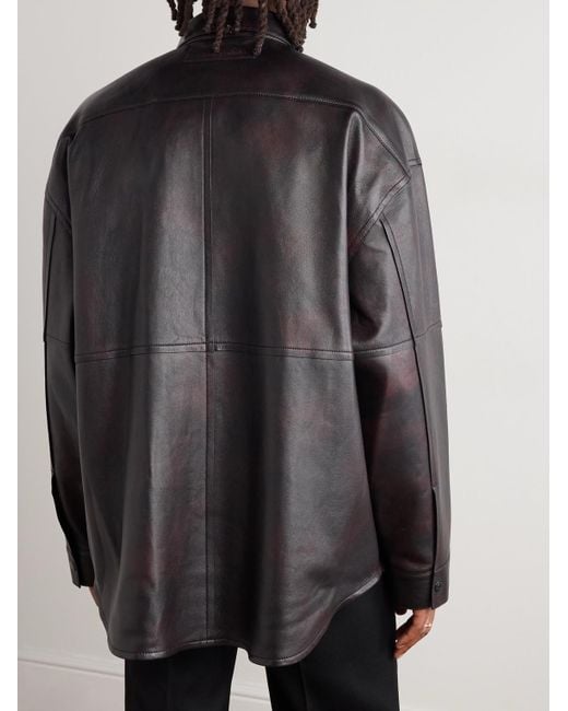 Acne Black Laraw Oversized Leather Shirt Jacket for men