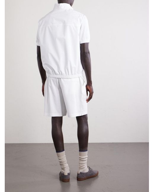 Brunello Cucinelli White Logo-Appliquéd Shell Golf Jacket for men