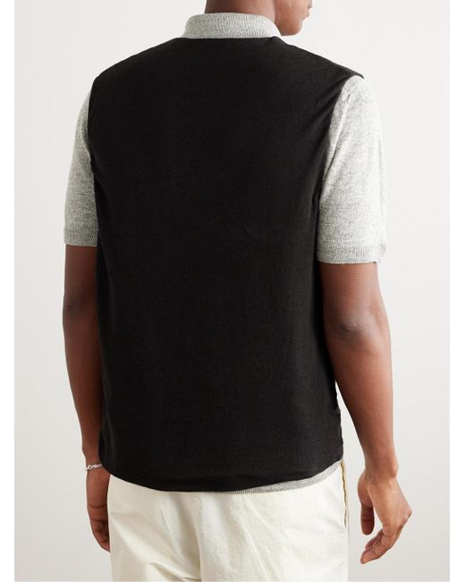 Barena Black Slim-fit Garment-dyed Linen Sweater Vest for men
