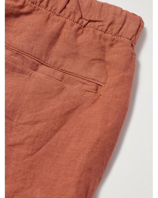 Hartford Orange Joggy Straight-leg Linen Bermuda Shorts for men
