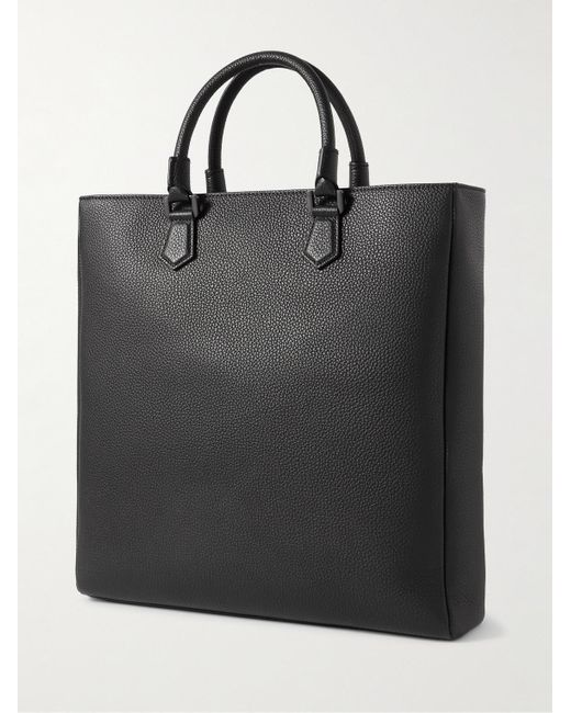 Serapian Black Quattordici Cachemire Full-grain Leather Tote Bag for men