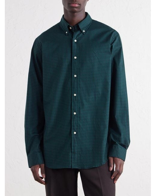 Polo Ralph Lauren Green Button-Down Collar Checked Cotton Shirt for men