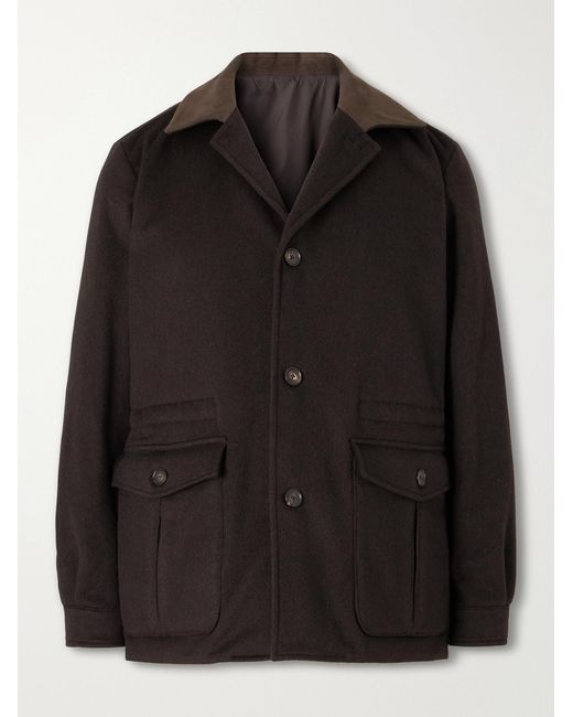 Caruso Black Dalila Suede-trimmed Wool Jacket for men