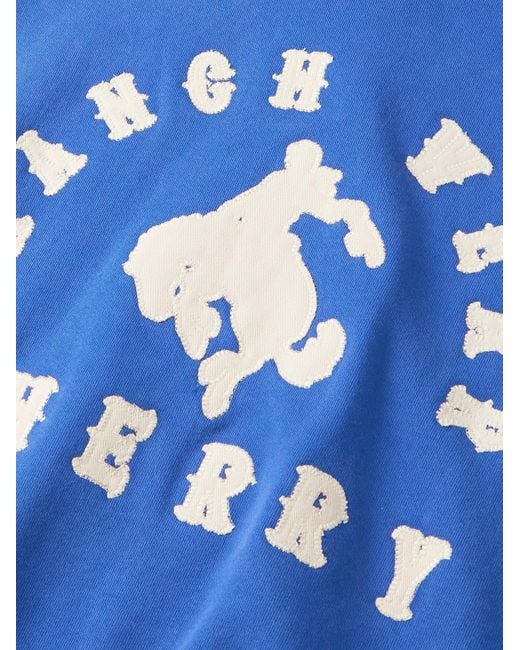 CHERRY LA Blue Logo-appliquéd Cotton-jersey Zip-up Hoodie for men