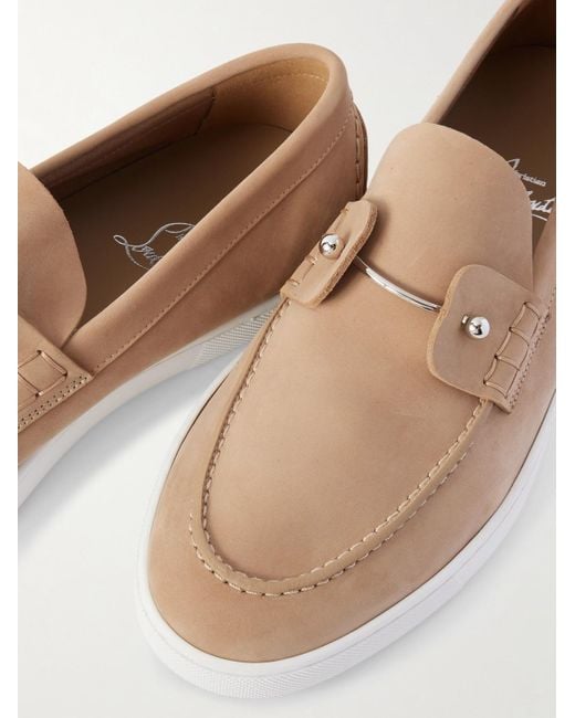 Christian Louboutin White Chambeliboat Nubuck Loafers for men