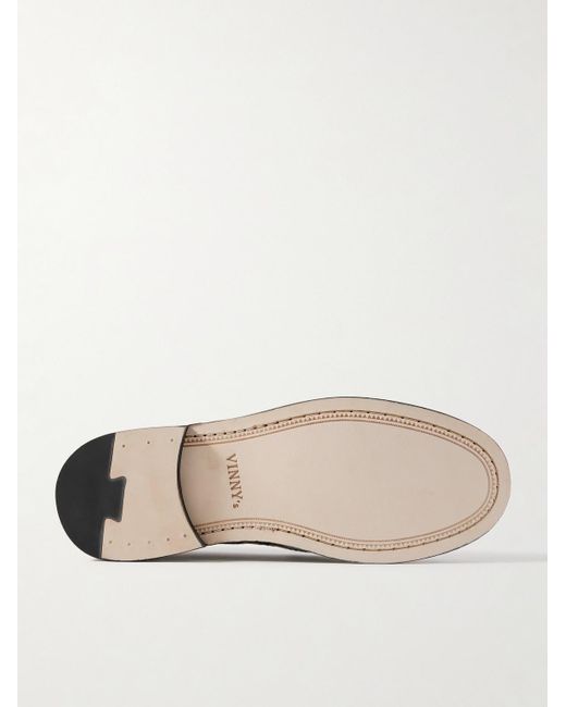 VINNY'S Black Yardee Printed Calf Hair Penny Loafers for men