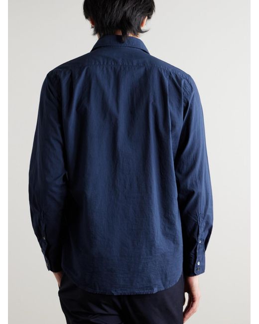 Hartford Blue Paul Pat Cotton-Poplin Shirt for men