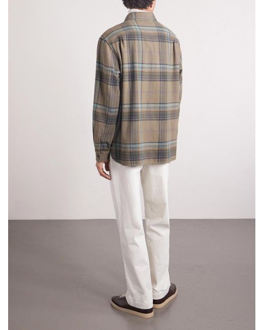 Ralph Lauren Green Checked Wool And Cashmere-Blend Flannel Overshirt for men