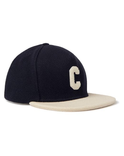 CELINE HOMME Black Logo-appliquéd Wool-blend Baseball Cap for men