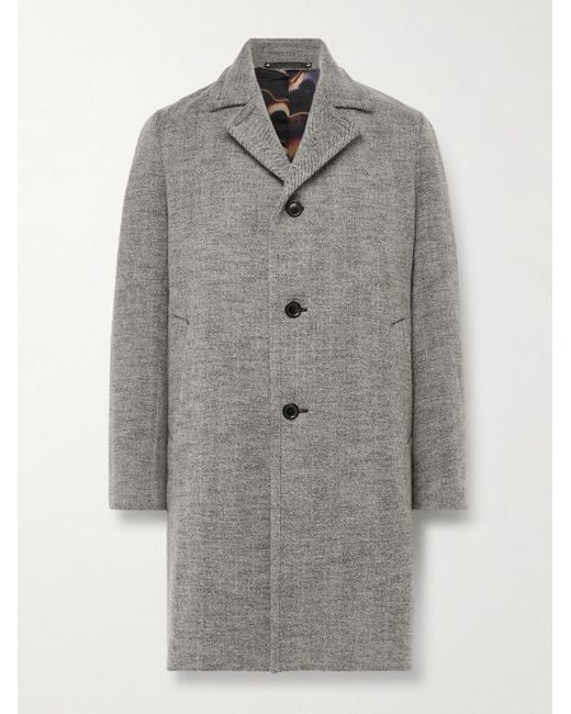 Paul Smith Gray Herringbone Wool-Blend Coat for men