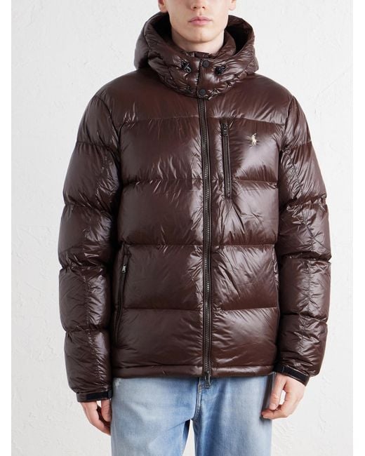 Polo Ralph Lauren Brown Logo-embroidered Quilted Recycled-shell Hooded Down Jacket for men