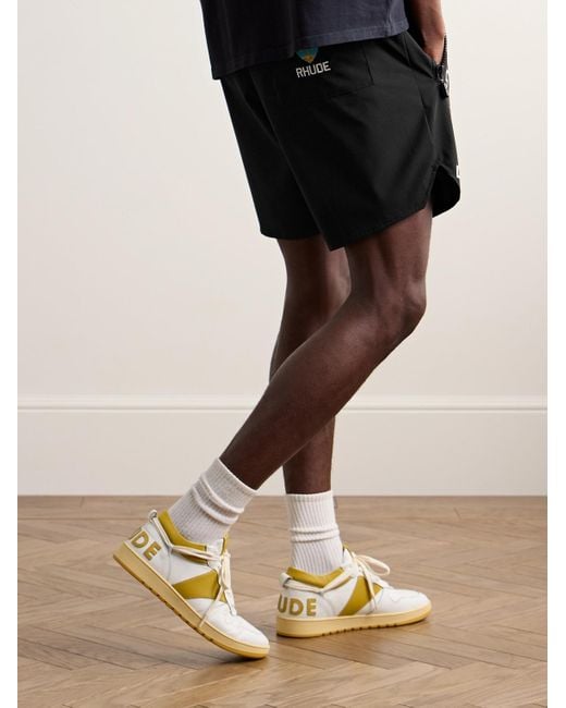 Rhude Black St. Tropez Straight-leg Logo-print And Embroidered Shell Shorts for men
