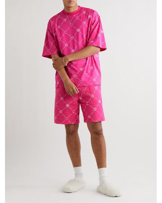 Marni Pink Straight-Leg Logo-Print Cotton-Jersey Shorts for men