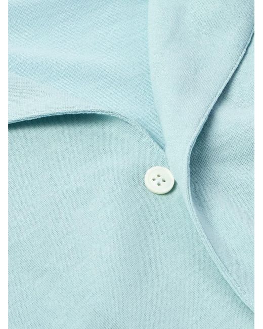 Camicia in crêpe di cotone con colletto aperto Zanone di Incotex in Blue da Uomo