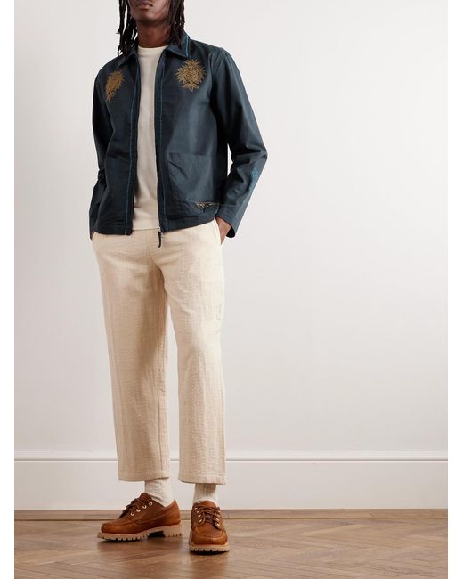 Universal Works Blue Embroidered Cotton-Twill Jacket for men