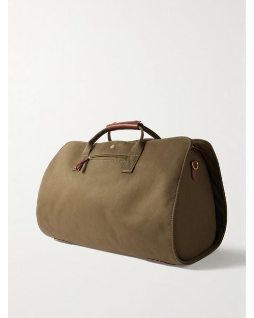 Bennett Winch Brown Leather-Trimmed Cotton-Canvas Suit Carrier And Holdall for men