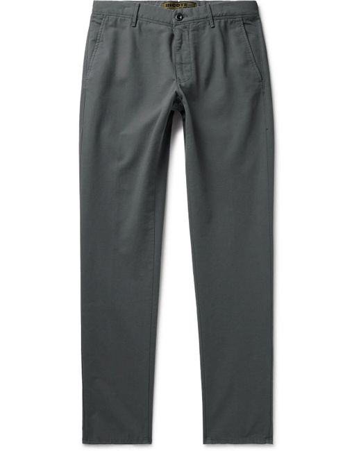 Incotex Gray Slim-fit Stretch-cotton Trousers for men
