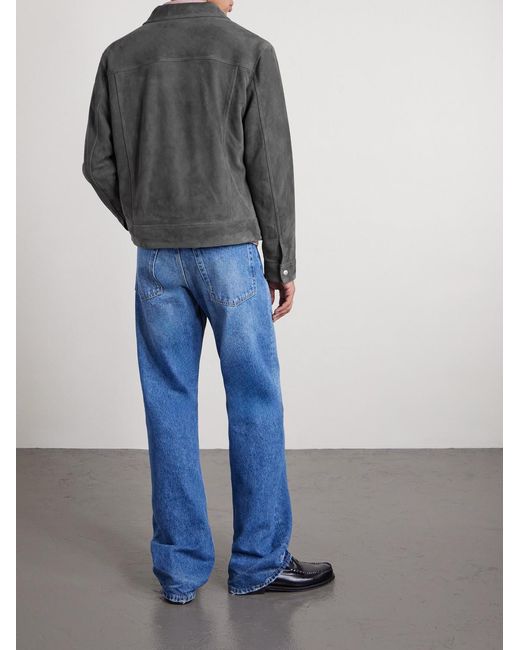 FRAME Gray Suede Trucker Jacket for men