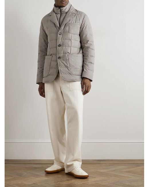 Herno Gray Convertible Quilted Wool-Blend Down Blazer for men
