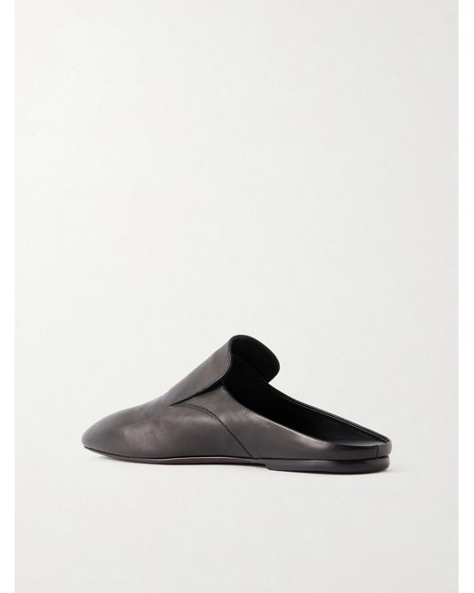 Dries Van Noten Black Leather Slides for men