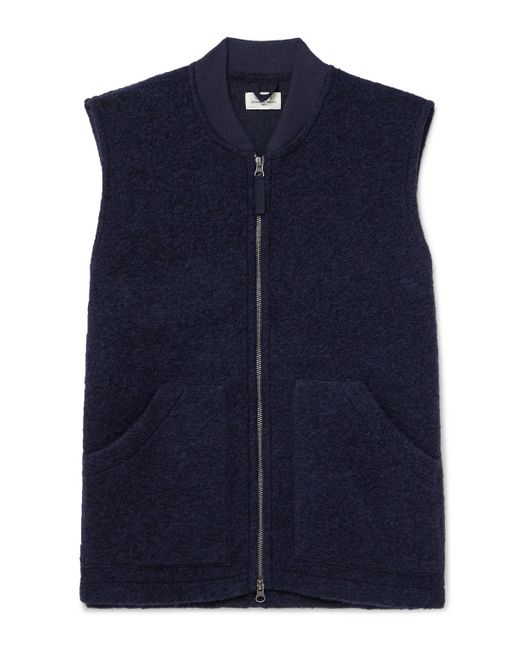 Hartford Blue Boiled Wool-Blend Fleece Gilet for men