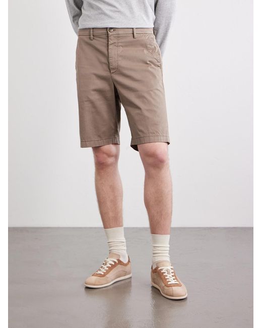 Canali Brown Straight-leg Stretch Cotton-blend Gabardine Shorts for men