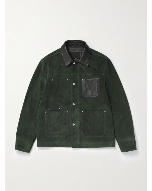 Mr P. Green Full-Grain Leather-Trimmed Suede Chore Jacket for men