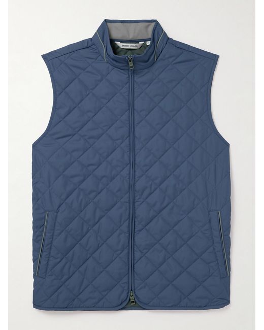 Peter Millar Blue Essex Quilted Recycled-Shell Gilet for men
