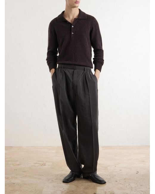 Piacenza 1733 Black Cashmere And Silk-Blend Polo Sweater for men
