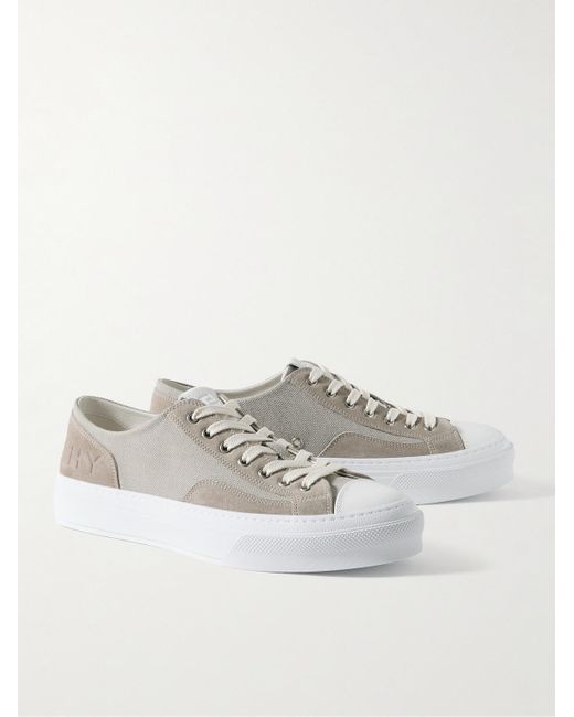 Givenchy White City Logo-debossed Leather And Suede-trimmed Canvas Sneakers for men