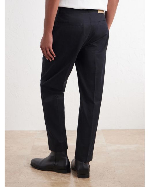 AMI Blue Parisian-fit Straight-leg Cotton-gabardine Trousers for men