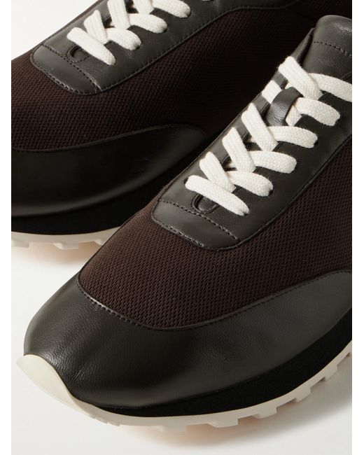 The Row Black Owen Leather-Trimmed Mesh Sneakers for men