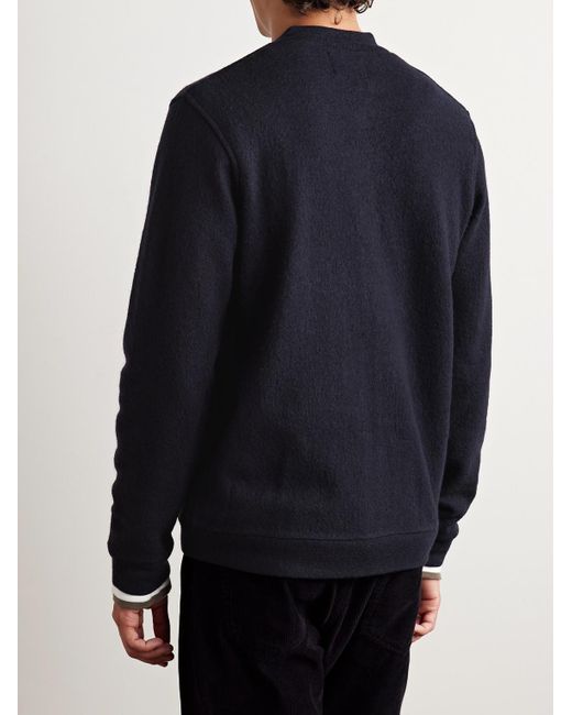 NN07 Blue 6398 Boiled Merino Wool Bomber Jacket for men