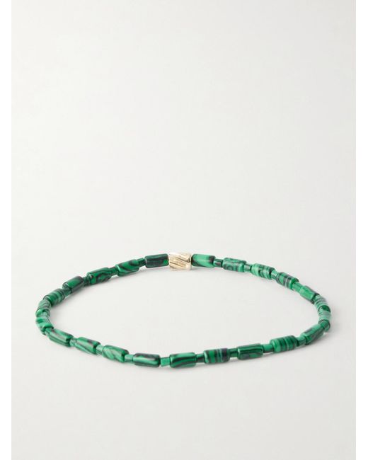 Luis Morais Green 14-Karat Agate Beaded Bracelet for men