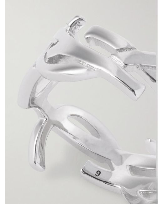 Saint Laurent Metallic Cassandre Silver-tone Ring for men